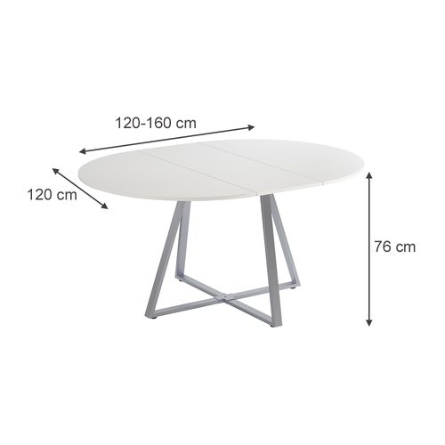 Table De Salle à Manger Loyd 56516 Blanc/gris 120x120cm Extensible