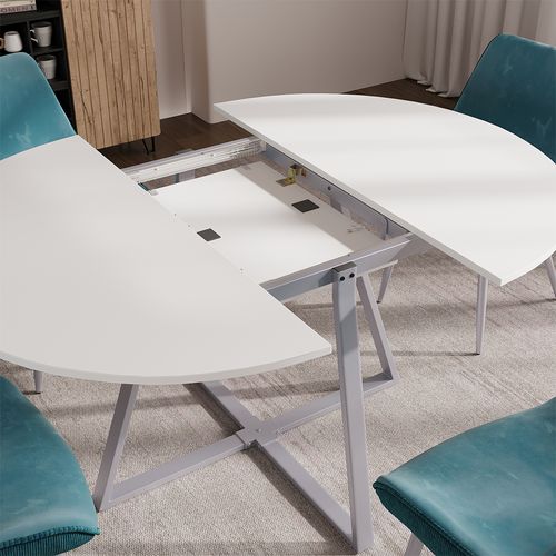 Table De Salle à Manger Loyd 56516 Blanc/gris 120x120cm Extensible