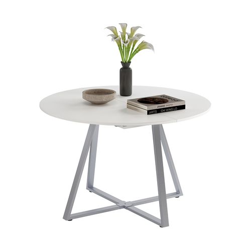 Table De Salle à Manger Loyd 56516 Blanc/gris 120x120cm Extensible