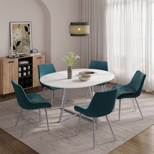Table De Salle à Manger Loyd 56516 Blanc/gris 120x120cm Extensible