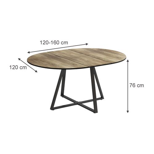 Table De Salle à Manger Loyd 56517 Chêne Rustique/noir 120x120cm Extensible