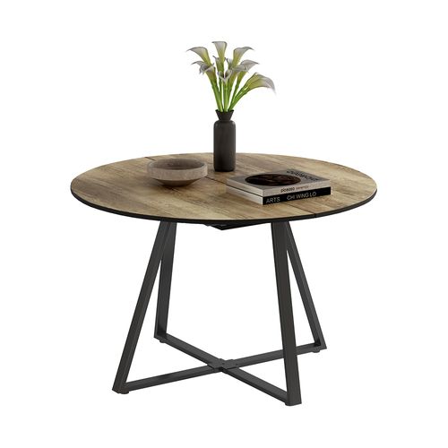 Table De Salle à Manger Loyd 56517 Chêne Rustique/noir 120x120cm Extensible