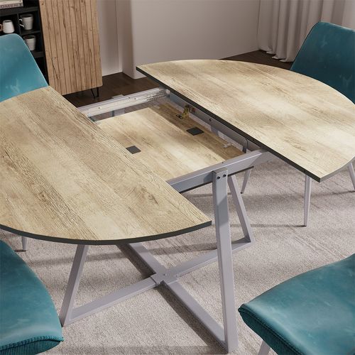 Table De Salle à Manger Loyd 56518 Chêne Rustique/gris 120x120cm Extensible