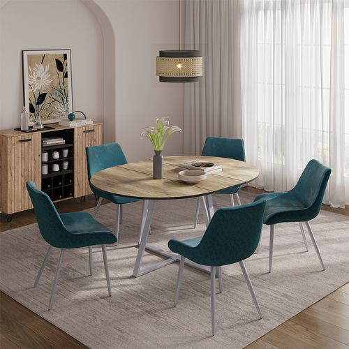 Table De Salle à Manger Loyd 56518 Chêne Rustique/gris 120x120cm Extensible