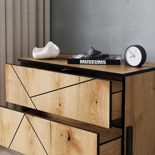 Table De Chevet Hatto 56519 Chêne 78x55.2cm Avec 2 Tiroirs