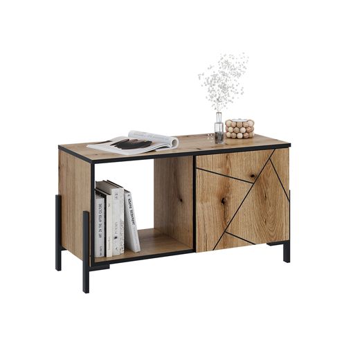 Table Basse Hatto 56522 Chêne 90x39.7cm Avec 1 Porte