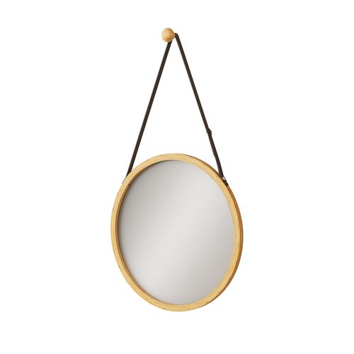 Miroir Mural Mirno 56526 Bambou 38x1.5cm Avec Sangle Réglable