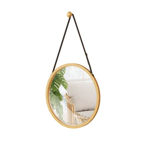 Miroir Mural Mirno 56526 Bambou 38x1.5cm Avec Sangle Réglable