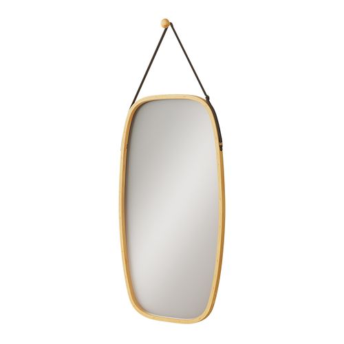 Miroir Mural Mirno 56527 Bambou 44x1.5cm Avec Sangle Réglable