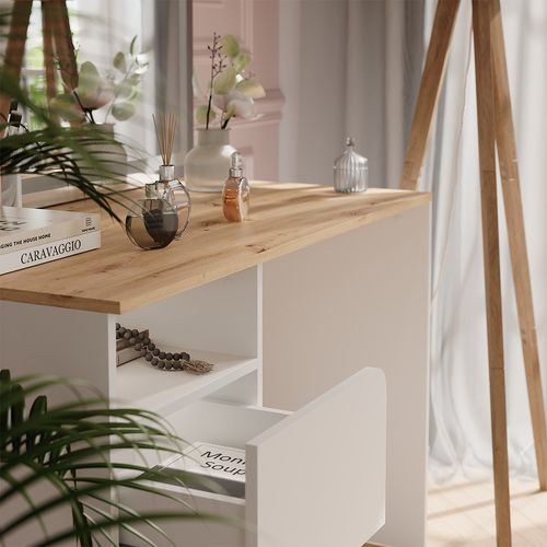 Coiffeuse Karen 56532 Blanc/artisan 110cm Avec Miroir LED