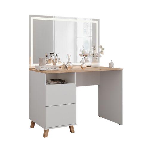 Coiffeuse Karen 56532 Blanc/artisan 110cm Avec Miroir LED