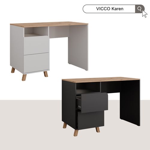 Coiffeuse Karen 56533 Blanc/artisan 110cm Avec Tabouret Et Miroir LED