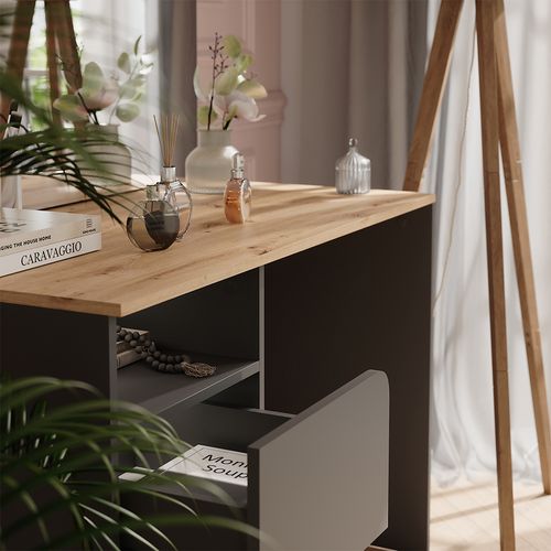 Coiffeuse Karen 56535 Anthracite/artisan 110cm Avec Miroir