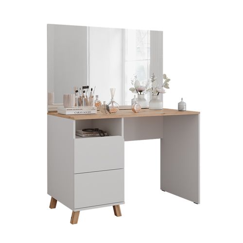 Coiffeuse Karen 56528 Blanc/artisan 110cm Avec Miroir