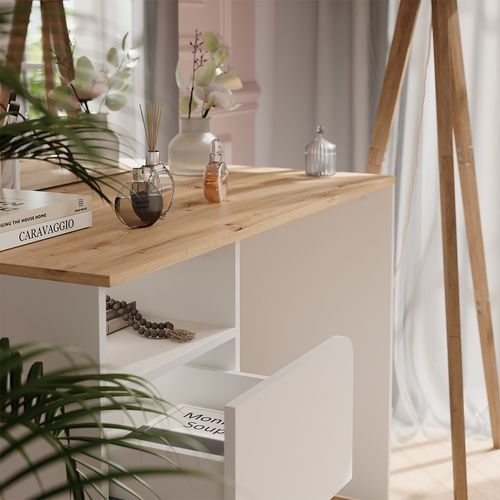 Coiffeuse Karen 56528 Blanc/artisan 110cm Avec Miroir