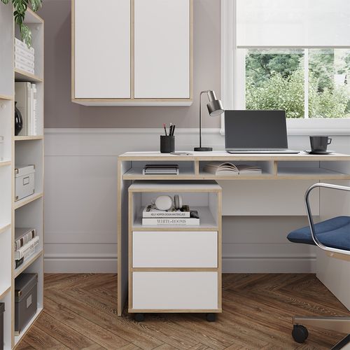 Caisson Roulant Tetrix 56550 Blanc 42x55cm Avec Étagères Et 2 Tiroirs