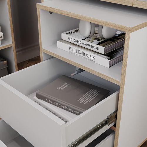 Caisson Roulant Tetrix 56550 Blanc 42x55cm Avec Étagères Et 2 Tiroirs