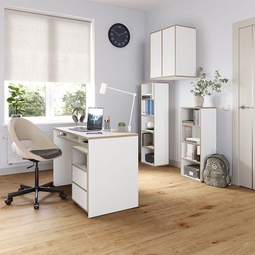 Caisson Roulant Tetrix 56550 Blanc 42x55cm Avec Étagères Et 2 Tiroirs