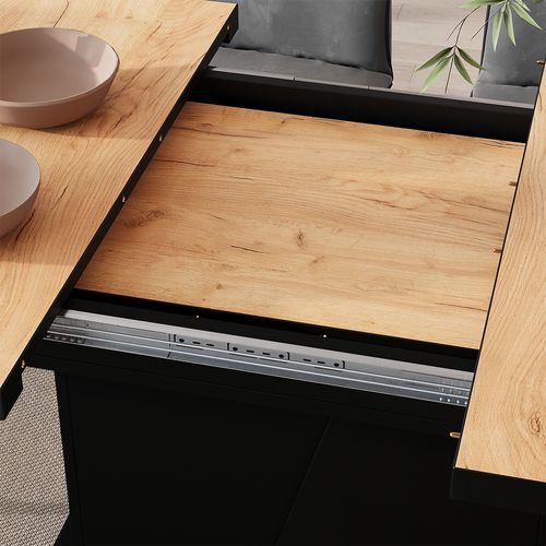 Table à Manger Extensible Fenaro, Chêne Noir/force De Lor, 120/160x80cm