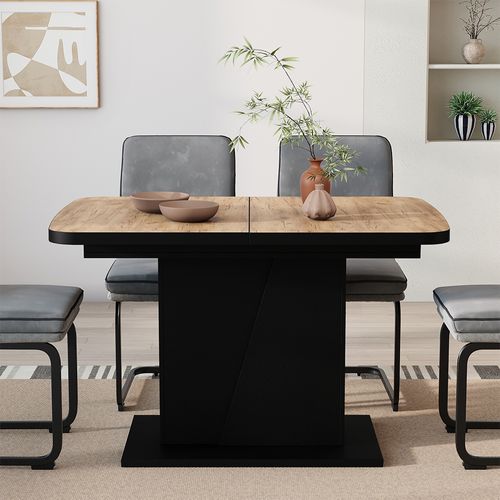 Table à Manger Extensible Fenaro, Chêne Noir/force De Lor, 120/160x80cm