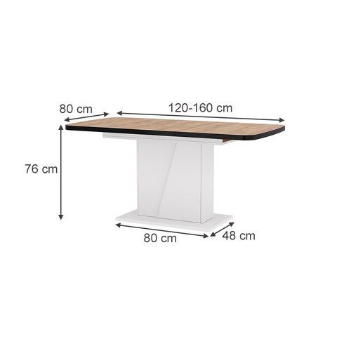 Table à Manger Extensible Fenaro, Chêne Noir/force De Lor, 120/160x80cm