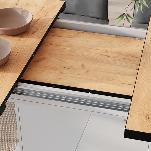 Table à Manger Extensible Fenaro, Chêne Noir/force De Lor, 120/160x80cm