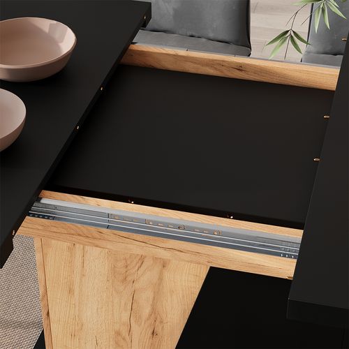 Table à Manger Extensible Fenaro, Chêne Doré/noir, 120/160x80cm