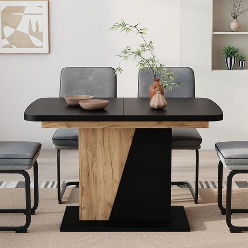 Table à Manger Extensible Fenaro, Chêne Doré/noir, 120/160x80cm