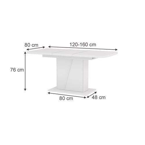 Table à Manger Extensible Fenaro, Blanc, 120/160x80cm