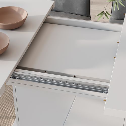 Table à Manger Extensible Fenaro, Blanc, 120/160x80cm