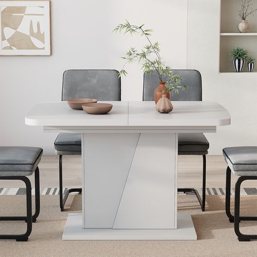 Table à Manger Extensible Fenaro, Blanc, 120/160x80cm