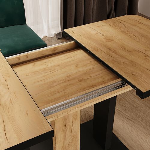 Table à Manger Extensible Fenaro, Chêne Noir/force De Lor, 120/160x80cm 2 Parties