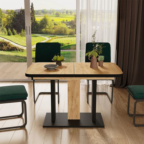 Table à Manger Extensible Fenaro, Chêne Noir/force De Lor, 120/160x80cm 2 Parties