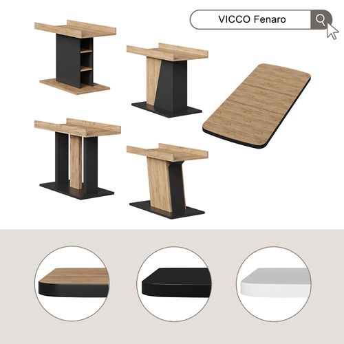 Table à Manger Extensible Fenaro, Chêne Noir/force De Lor, 120/160x80cm 2 Parties
