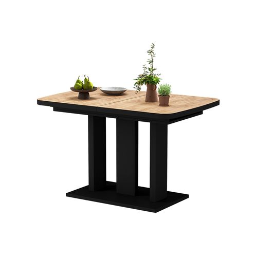 Table à Manger Extensible Fenaro, Chêne Noir/force De Lor, 120/160x80cm 2 Parties