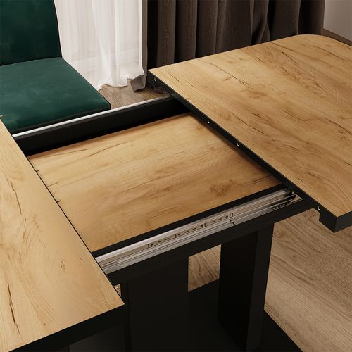 Table à Manger Extensible Fenaro, Chêne Noir/force De Lor, 120/160x80cm 2 Parties