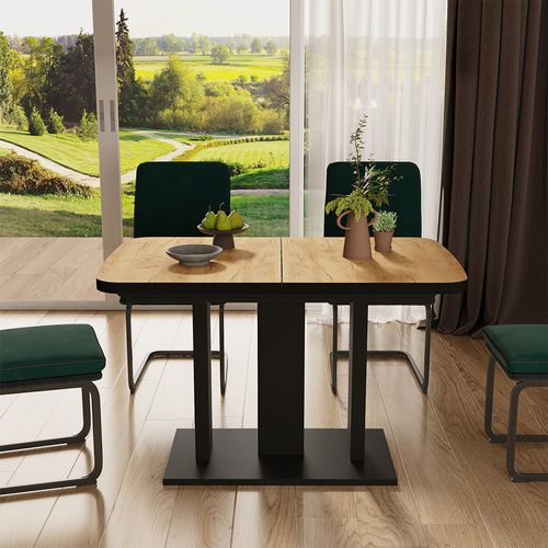 Table à Manger Extensible Fenaro, Chêne Noir/force De Lor, 120/160x80cm 2 Parties