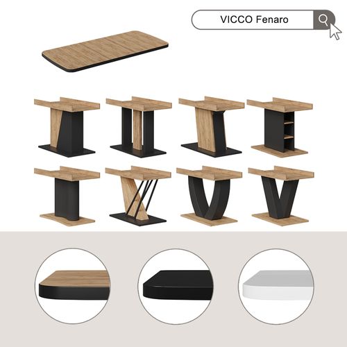 Table à Manger Extensible Fenaro, Chêne Noir/force De Lor, 120/160x80cm 2 Parties