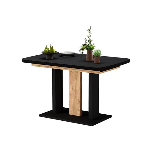 Table à Manger Extensible Fenaro, Noir, 120/160x80cm 2 Parties