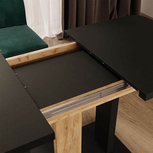 Table à Manger Extensible Fenaro, Noir, 120/160x80cm 2 Parties