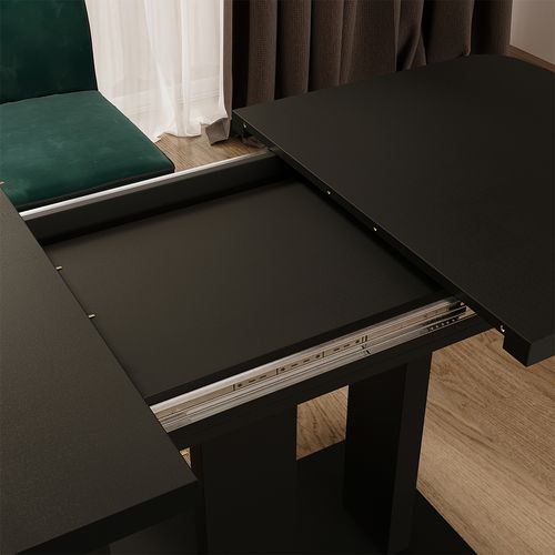 Table à Manger Extensible Fenaro, Noir, 120/160x80cm 2 Pièces