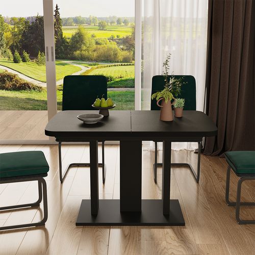 Table à Manger Extensible Fenaro, Noir, 120/160x80cm 2 Pièces