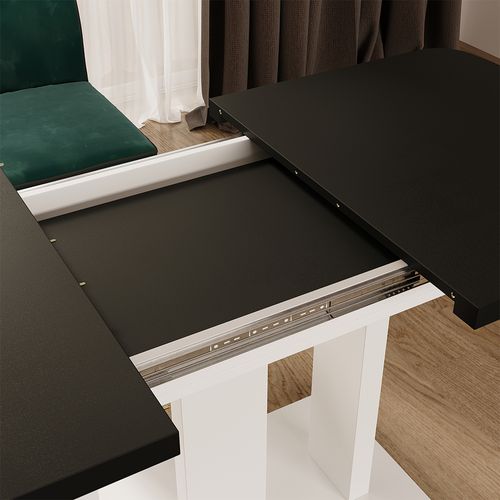 Table à Manger Extensible Fenaro, Noir/blanc, 120/160x80cm 2 Parties