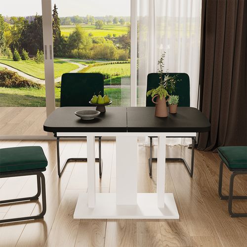 Table à Manger Extensible Fenaro, Noir/blanc, 120/160x80cm 2 Parties
