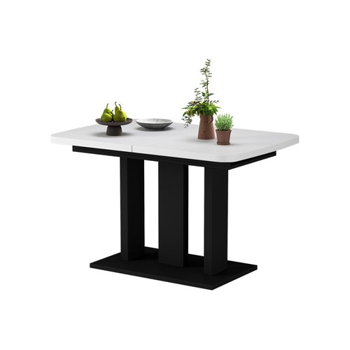 Table à Manger Extensible Fenaro, Noir/blanc, 120/160x80cm 2 Parties