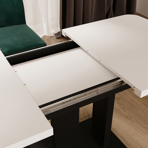 Table à Manger Extensible Fenaro, Noir/blanc, 120/160x80cm 2 Parties