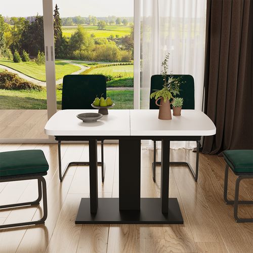 Table à Manger Extensible Fenaro, Noir/blanc, 120/160x80cm 2 Parties