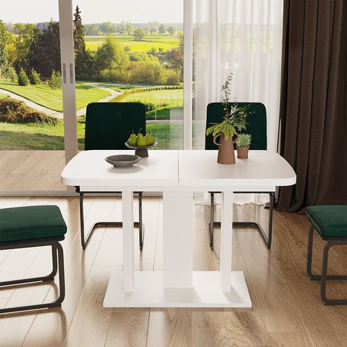 Table à Manger Extensible Fenaro, Blanc/blanc, 120/160x80cm 2 Parties