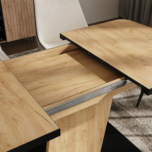 Table à Manger Extensible Fenaro, Chêne Noir/force De Lor, 120/160x80cm