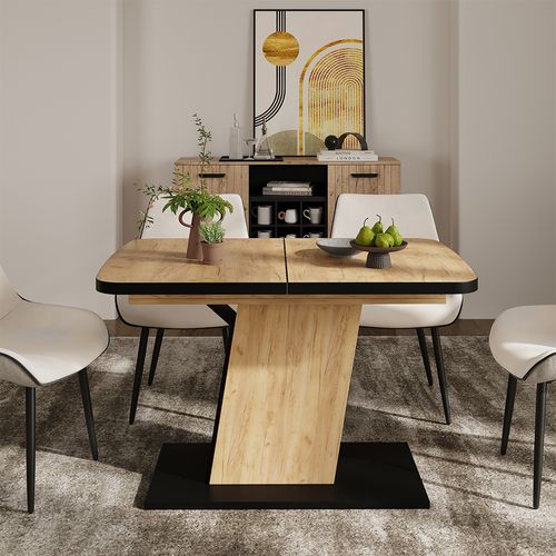 Table à Manger Extensible Fenaro, Chêne Noir/force De Lor, 120/160x80cm